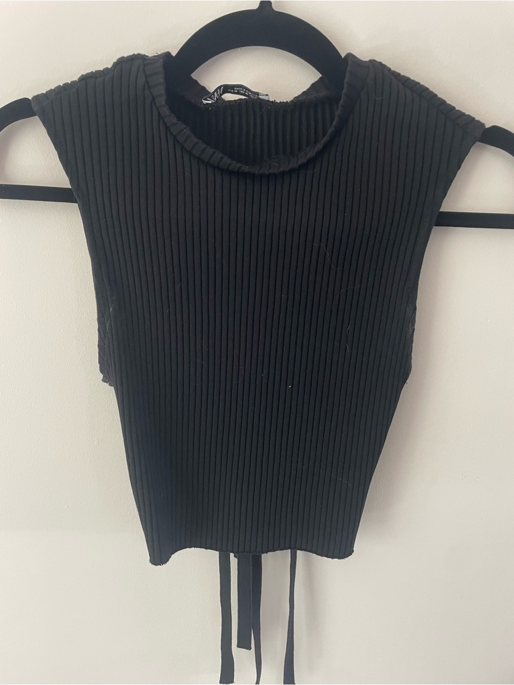 Zara Black Ribbed Sleeveless Mock Neck Tank